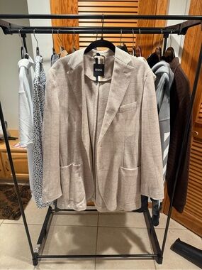 BOSS Beige Linen-Blend Relaxed Blazer